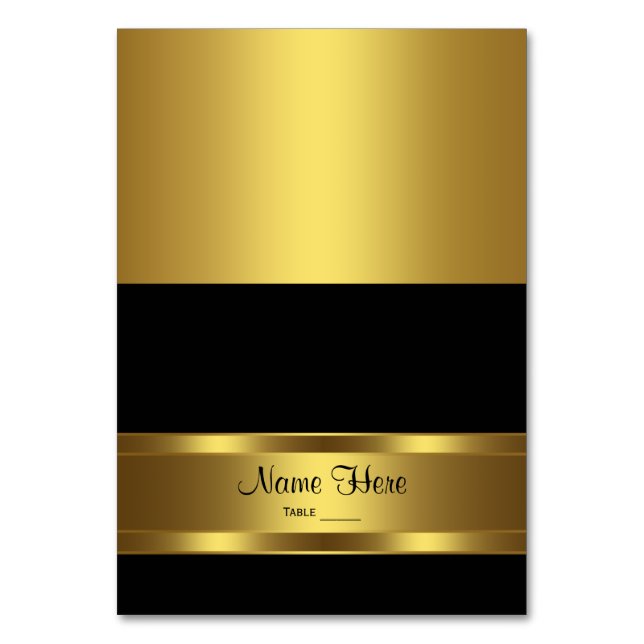 Numeração De Mesa Placa de segurança Dourada e preta (Frente)