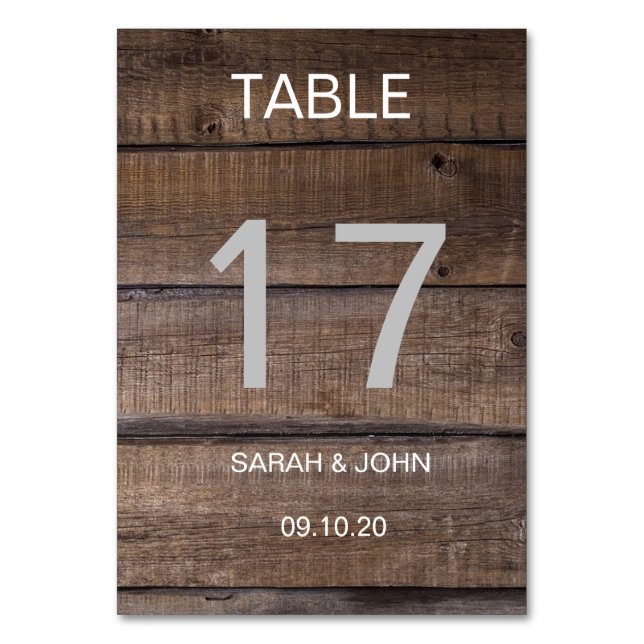 Numeração De Mesa Placa Personalizada de Número de Mesa Estilo Rústi (Frente)