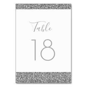 Numeração De Mesa Placa Plana com Número de Tabela Glitter de Cinza