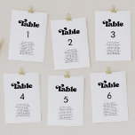 Numeração De Mesa Placas de assentos preto e branco para retro-na mo<br><div class="desc">Um tema retro-chic: adote este design tipográfico ligeiramente vintage e na moda para sua papelaria de casamento,  com um tema clássico preto e branco. Texto personalizável,  cores e fundo.</div>