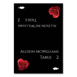 Numeração De Mesa Placas de CasamentoÍcone de Peixe de Rosa vermelha