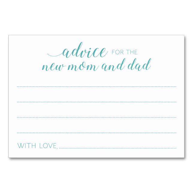 Numeração De Mesa Placas de conselho Novo Chá de fraldas de turquesa (Frente)