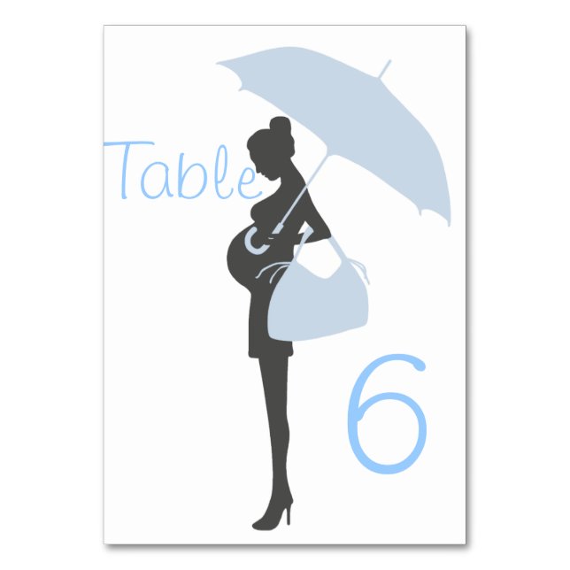 Numeração De Mesa Placas de Mesa do Chá de fraldas Silhout Azul (Frente)