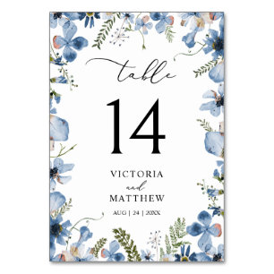 Numeração De Mesa Placas de Número de Tabela Floral de Cor Azul Mode