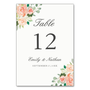 Numeração De Mesa Placas de Número de Tabela Floral de Cor de Água d