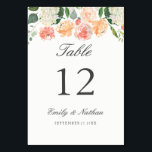 Numeração De Mesa Placas de Número de Tabela Floral Peach Watercolor<br><div class="desc">Cartões Elegantes de Número de Tabela de Casamento com design de cor d'água floral suave em tons de rosa-pincel,  pêssego e verde. O texto do estilo clássico em cinzas suaves pode ser totalmente personalizado. Coleção de Casamentos na Loja Little Bayleigh!</div>