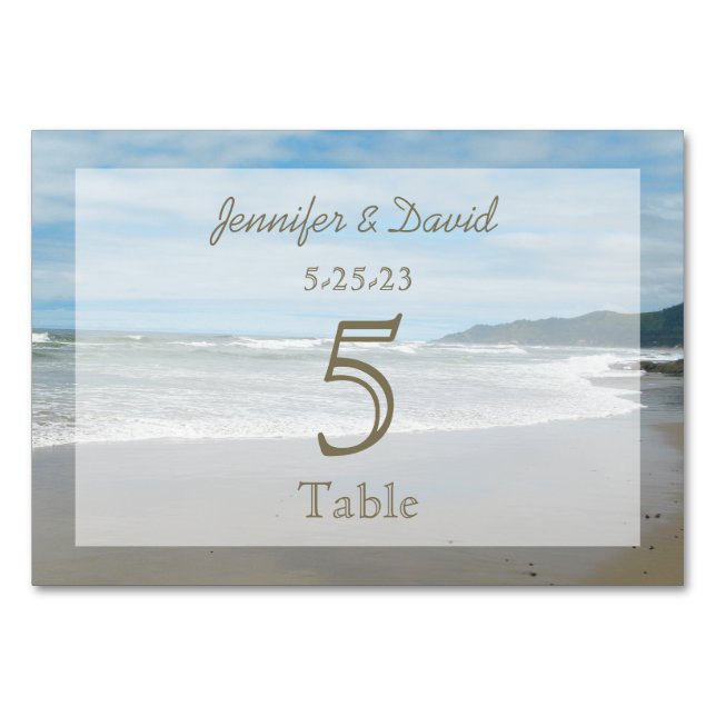 Numeração De Mesa Placas de Números de Casamento de Praia (Frente)