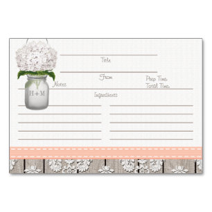 Numeração De Mesa Placas de recepção 3x5 Peach Hydrangea Mason Jar