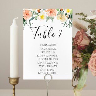 Numeração De Mesa Placas para Gráficos de Casamento de Flores de Pe