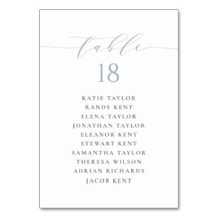 Numeração De Mesa Plano de Casamento Azul Dusty, Manuscrito Minimali