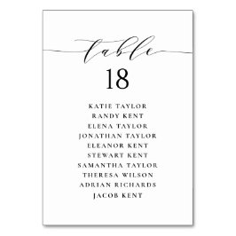 Numeração De Mesa Plano de Casamento de Script Minimalista Negro