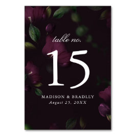 Numeração De Mesa Plum Floral Escuro | Casamento Personalizado