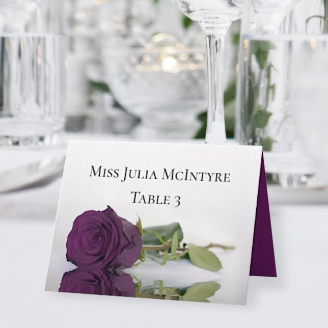 Numeração De Mesa Plum Purple Rosa Weding DIY Fold Place Card (Criador carregado)