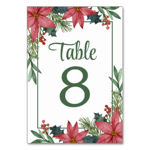 Numeração De Mesa Poinsettia Red Floral Casamento de Natal
