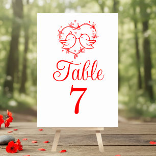 Numeração De Mesa Pombinhos Fofos Boho Coração Vermelho Jardim Casam