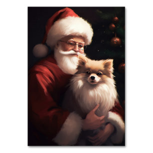 Numeração De Mesa Pomerânia com Papai Noel Natal Festivo