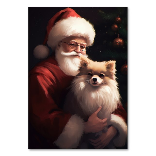 Numeração De Mesa Pomerânia com Papai Noel Natal Festivo (Frente)