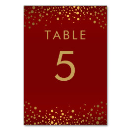 Numeração De Mesa Pontos de Confetti Dourados e Vermelho Maroon - Nú