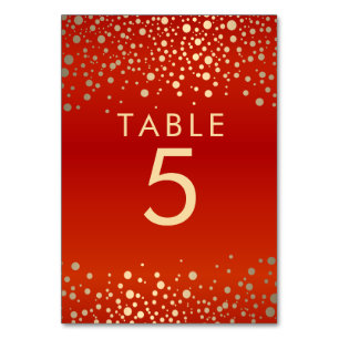 Numeração De Mesa Pontos de Confetti Vermelho e Dourado