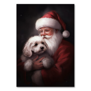 Numeração De Mesa Poodle com Papai Noel Natal Festivo