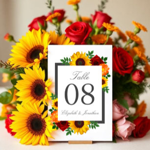 Numeração De Mesa Pôr do sol Girassol Rosa Floral Casamento