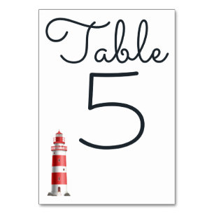 Numeração De Mesa Praia do Farol Vermelho Branco Casamento Náutico
