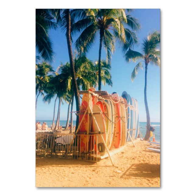 Numeração De Mesa Pranchas de surf da praia de Waikiki  (Verso)