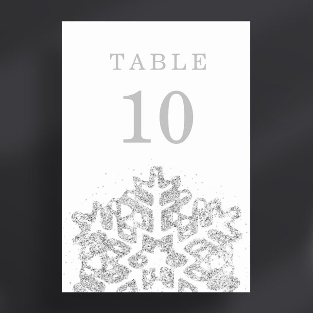 Numeração De Mesa Prata de Casamento de Natal Simples (Simple Winter Christmas Holiday Wedding Silver Table Number)