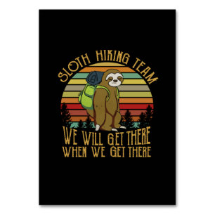 Numeração De Mesa Presente de Camper Vintage Sloth Hiking Team Ani
