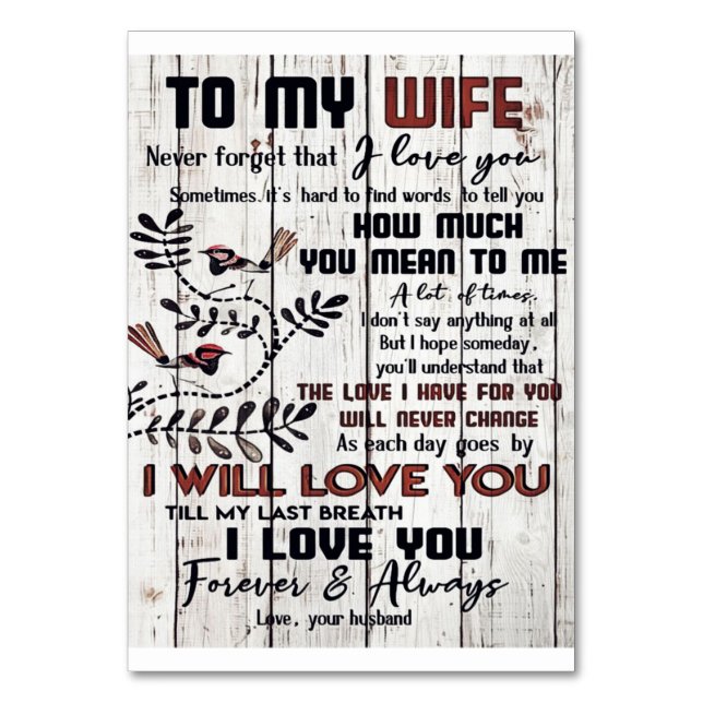 Numeração De Mesa Presente Para Esposa | Carta Amável À Minha Esposa (Frente)