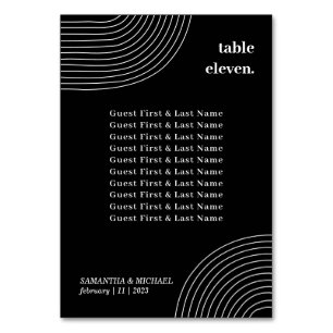 Numeração De Mesa Preto Branco Linha Geométrica Simples nome do conv