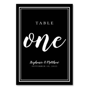 Numeração De Mesa Preto Branco Simples Número Um da Mesa de Casament