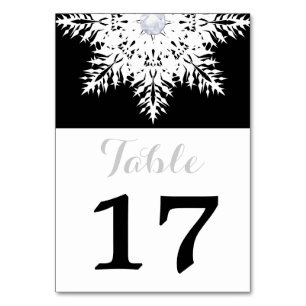 Numeração De Mesa Preto do floco de neve, número branco da mesa do