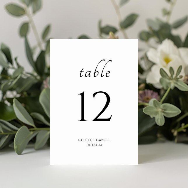 Numeração De Mesa Preto e Branco | Casamento Floral Chic Modern (Criador carregado)