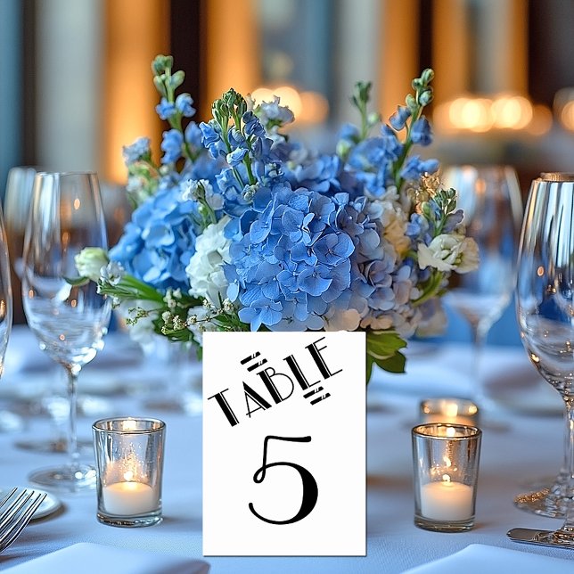 Numeração De Mesa Preto e Branco Elegante, Gatsby, Número da Tabela (Criador carregado)