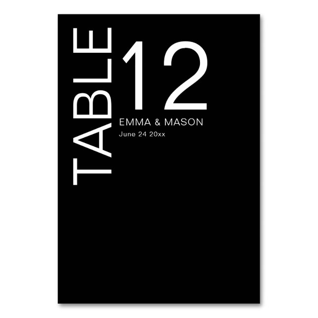 Numeração De Mesa Preto e Branco minimalista moderno (Frente)