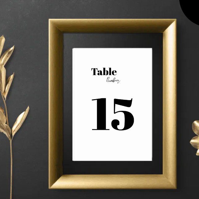 Numeração De Mesa Preto e branco moderno minimalista (Criador carregado)