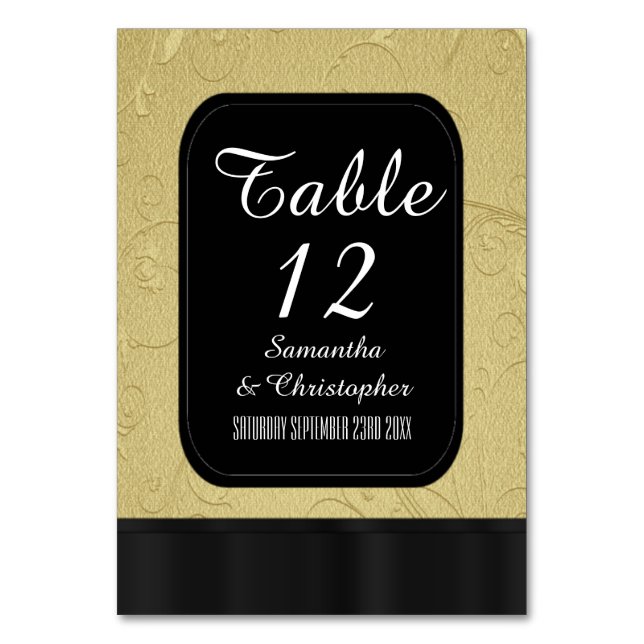 Numeração De Mesa Preto e ouro personalizado (Frente)