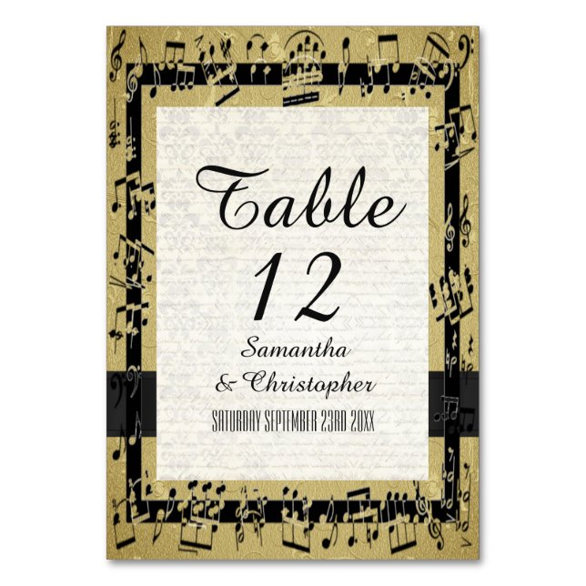 Numeração De Mesa Preto e ouro personalizado (Frente)