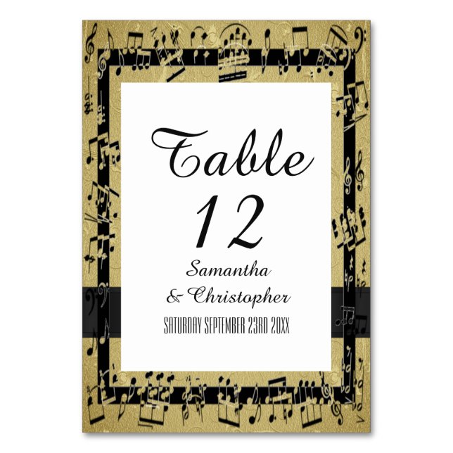 Numeração De Mesa Preto e ouro personalizado (Frente)