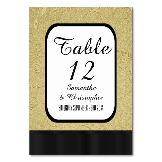 Numeração De Mesa Preto e ouro personalizado (Frente)