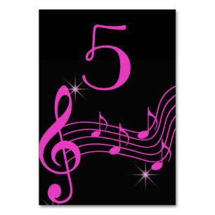 Numeração De Mesa Preto e Rosa Neon, Notas Musicais