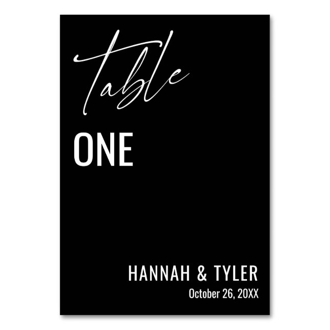 Numeração De Mesa Preto Elegante Simples Contemporâneo (Frente)