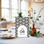Numeração De Mesa Preto Geométrico Moderno e Dourado<br><div class="desc">Elevem a vossa decoração de casamento com esta placa de número geométrico. Apresentando padrões negros e brancos ousados, acentuados com detalhes dourados e tipografia elegante, este design é perfeito para casamentos contemporâneos que abraçam a estética elegante e na moda. Personalize com os nomes do casal e os números das mesas...</div>