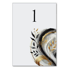 Numeração De Mesa Preto Moderno Branco e Dourado- Botânico-