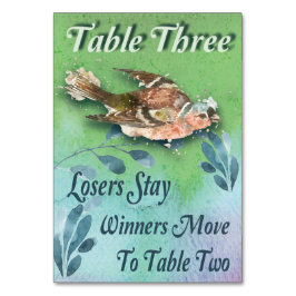 Numeração De Mesa Primavera Bird Mesa Três Aquarela