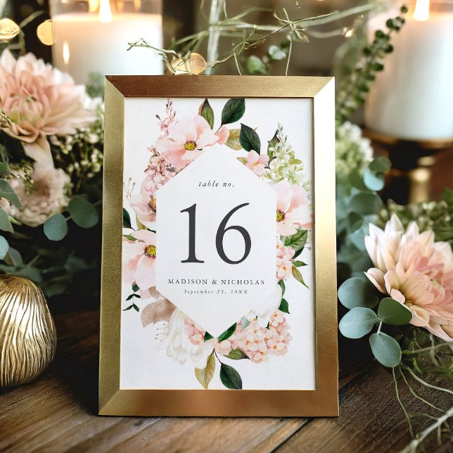 Numeração De Mesa Primavera Blush Floral Frame Weding (Criador carregado)
