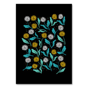 Numeração De Mesa Primavera Dandelion Flores e Folhas Design