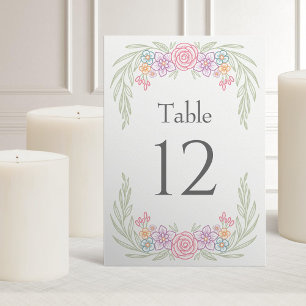 Numeração De Mesa Primavera de Verão Floral Casamento