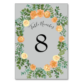 Numeração De Mesa Primavera Floral de Casamento de Cinza de Peach